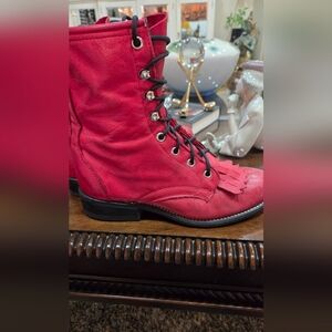 Vintage loredo western kiltie red womens lace up boots